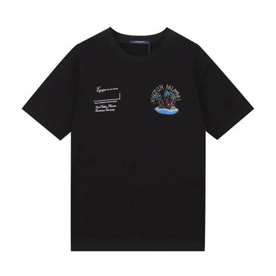 루이비통 남성 크루넥 블랙 반팔티 - Mens Black Tshirts - lou03965x