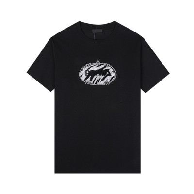 프라다 남/여 크루넥 블랙 반팔티 - Unisex Black Tshirts - Pra02593x