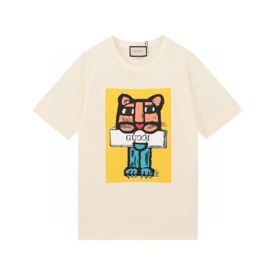 구찌 남/여 크루넥 아이보리 반팔티 - Unisex Ivory Tshirts - guc04620x