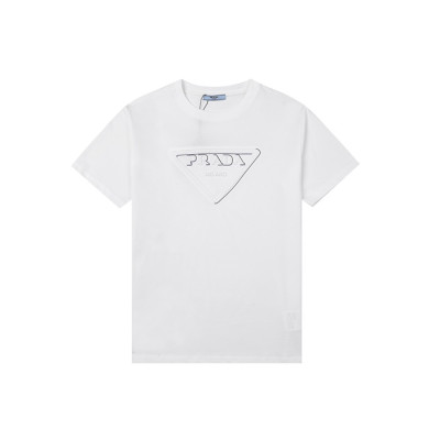 프라다 남성 크루넥 화이트 반팔티 - Mens White Tshirts - Pra02609x