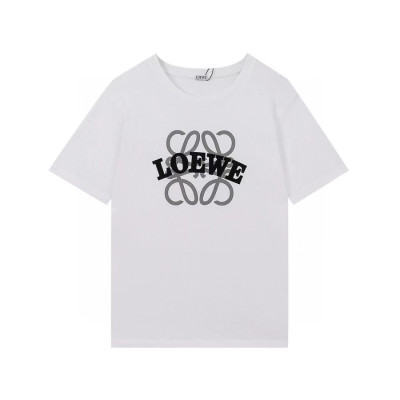 로에베 남성 이니셜 화이트 반팔티 - Mens White Tshirts - loe0568x