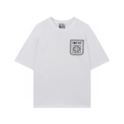 로에베 남성 이니셜 화이트 반팔티 - Mens White Tshirts - loe0569x