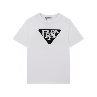 프라다 남성 크루넥 화이트 반팔티 - Mens White Tshirts - Pra02615x