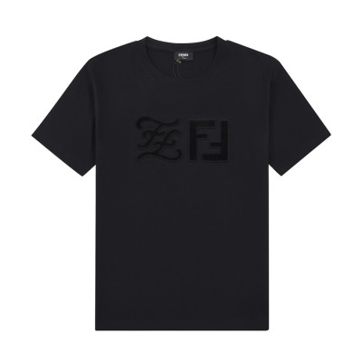 펜디 남성 크루넥 블랙 반팔티 - Mens Black Tshirts - fen01141x