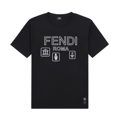 펜디 남성 크루넥 블랙 반팔티 - Mens Black Tshirts - fen01143x