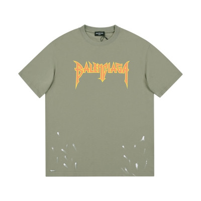 발렌시아가 남성 크루넥 그린 반팔티 - Mens Green Tshirts - bal01310x