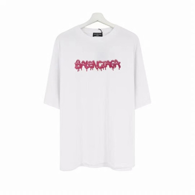 발렌시아가 남성 크루넥 화이트 반팔티 - Mens White Tshirts - bal01315x