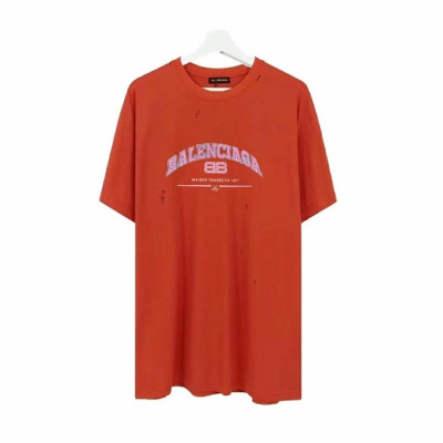 발렌시아가 남성 크루넥 오렌지 반팔티 - Mens Orange Tshirts - bal01319x