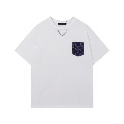 루이비통 남성 크루넥 화이트 반팔티 - Mens White Tshirts - lou04019x