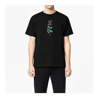 루이비통 남성 크루넥 블랙 반팔티 - Mens Black Tshirts - lou04029x