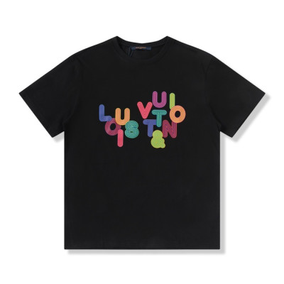 루이비통 남성 크루넥 블랙 반팔티 - Mens Black Tshirts - lou04030x