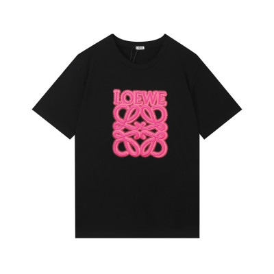 로에베 남성 이니셜 블랙 반팔티 - Mens Black Tshirts - loe0574x