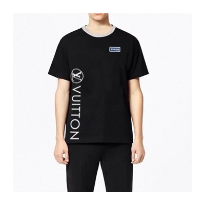 루이비통 남성 크루넥 블랙 반팔티 - Mens Black Tshirts - lou04053x