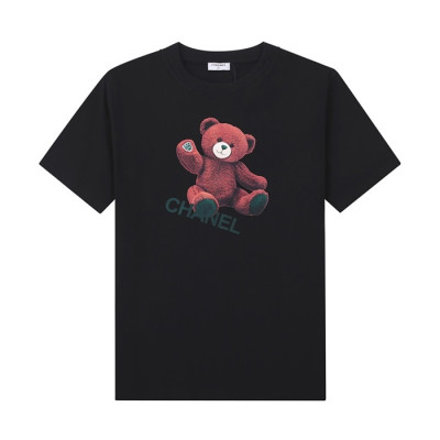 샤넬 남/여 크루넥 블랙 반팔티 - Unisex Black Tshirts - chl0860x