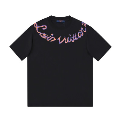 루이비통 남성 크루넥 블랙 반팔티 - Mens Black Tshirts - lou04056x