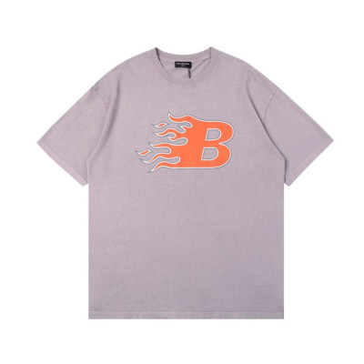 발렌시아가 남성 크루넥 그레이 반팔티 - Mens Gray Tshirts - bal01353x