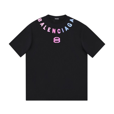 발렌시아가 남/녀 크루넥 블랙 반팔티 - Unisex Black Tshirts - bal01360x