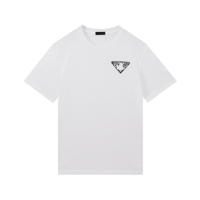 프라다 남성 크루넥 화이트 반팔티 - Mens White Tshirts - Pra02641x