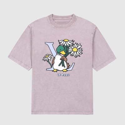 루이비통 남성 그레이 크루넥 반팔티 - Mens Gray Tshirts - lou04113x