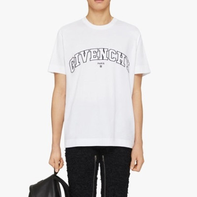 지방시 남성 크루넥 화이트 반팔티 - Mens White Tshirts - giv0655x