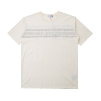 디올 남성 크루넥 아이보리 반팔티 - Mens Ivory Tshirts - dio01749x