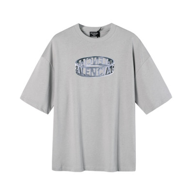 발렌시아가 남성 크루넥 그레이 반팔티 - Mens Gray Tshirts - bal01396x