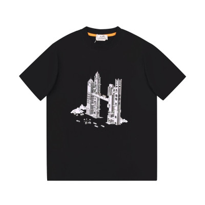 에르메스 남자 블랙 크루넥 반팔티 - Mens Black Tshirts - her0747x