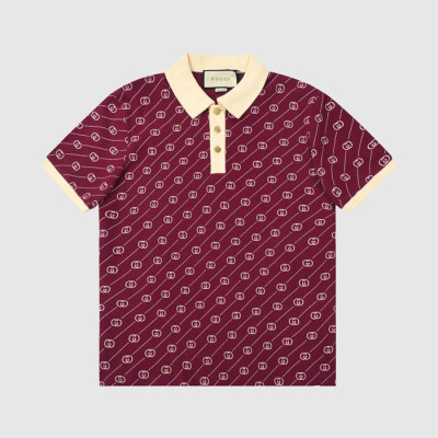 구찌 남성 버건디 폴로 반팔티 - Mens Burgundy Tshirts - guc04737x