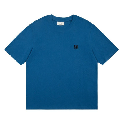 아미 남성 크루넥 블루 반팔티 - Mens Blue Tshirts - ami0284x