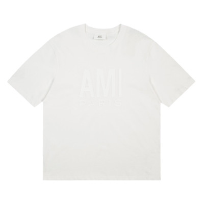 아미 남성 크루넥 아이보리 반팔티 - Mens Ivory Tshirts - ami0285x