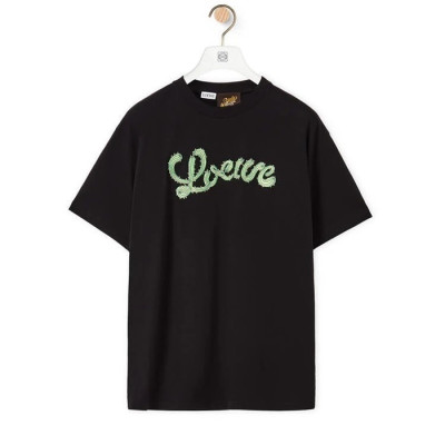 로에베 남성 이니셜 블랙 반팔티 - Mens Black Tshirts - loe0596x