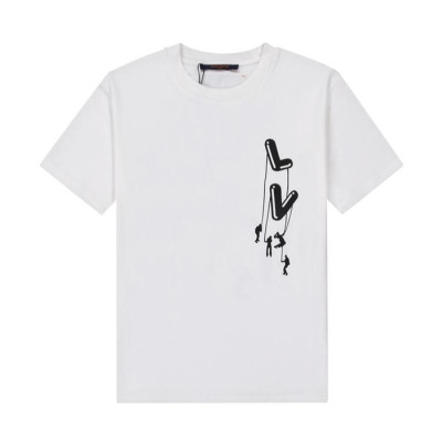 루이비통 남성 화이트 크루넥 반팔티 - Mens White Tshirts - lou04171x