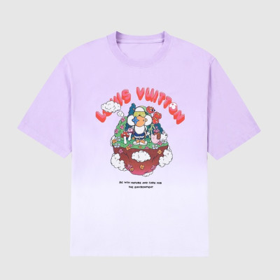 루이비통 남성 퍼플 크루넥 반팔티 - Mens Purple Tshirts - lou04181x