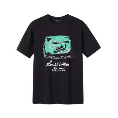 루이비통 남성 블랙 크루넥 반팔티 - Mens Black Tshirts - lou04184x