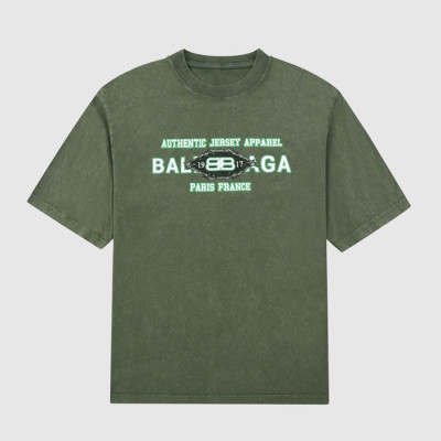 발렌시아가 남성 크루넥 그린 반팔티 - Mens Green Tshirts - bal01415x