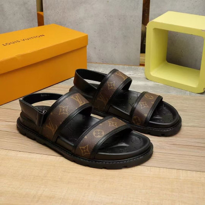 2023 루이비통 남성 이니셜 블랙 슬리퍼 - Mens Black Slippers - lou04252x