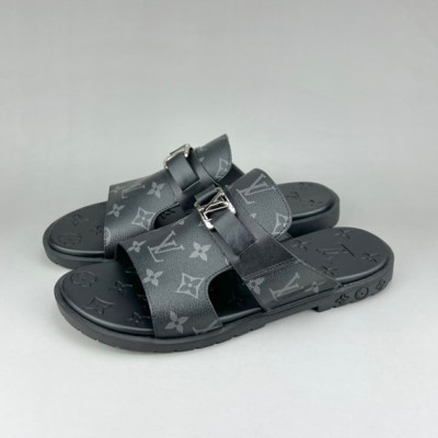 루이비통 남성 이니셜 블랙 슬리퍼 - Mens Black Slippers - lou04253x