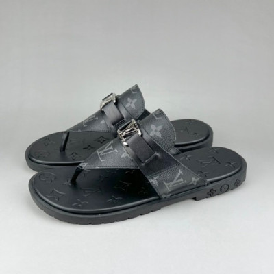 루이비통 남성 이니셜 블랙 슬리퍼 - Mens Black Slippers - lou04257x