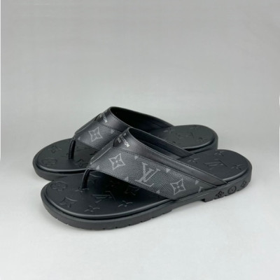 루이비통 남성 이니셜 블랙 슬리퍼 - Mens Black Slippers - lou04258x