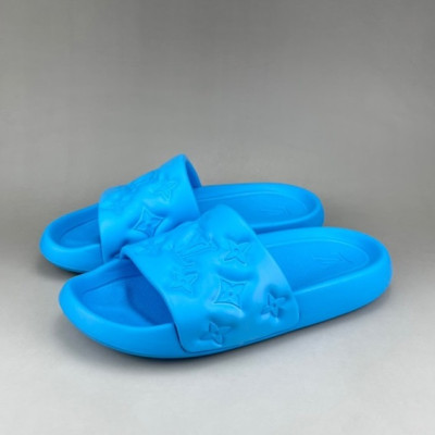 루이비통 남/녀 이니셜 블루 슬리퍼 - Unisex Blue Slippers - lou04259x