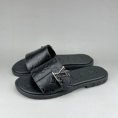 루이비통 남성 이니셜 블랙 슬리퍼 - Mens Black Slippers - lou04269x