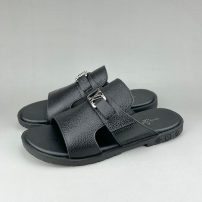 루이비통 남성 이니셜 블랙 슬리퍼 - Mens Black Slippers - lou04272x