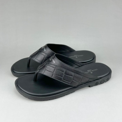 루이비통 남성 이니셜 블랙 슬리퍼 - Mens Black Slippers - lou04284x