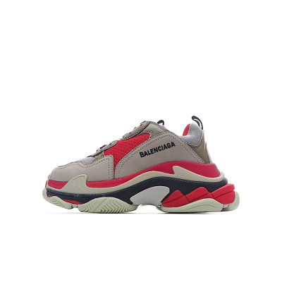 발렌시아가 남/녀 Triple S 레드 스니커즈 - Unisex Red Sneakers - bal01448x