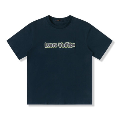 루이비통 남성 네이비 크루넥 반팔티 - Mens Navy Tshirts - lou04322x