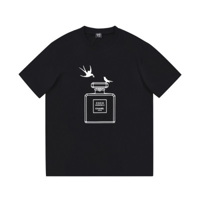 샤넬 남/녀 크루넥 블랙 반팔티 - Unisex Black Tshirts - chl0893x