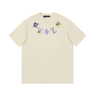 2023 루이비통 남성 아이보리 크루넥 반팔티 - Mens Ivory Tshirts - lou04843x