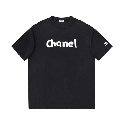 샤넬 남/녀 크루넥 블랙 반팔티 - Unisex Black Tshirts - chl0897x