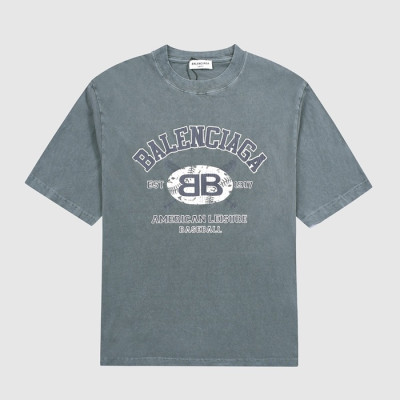 발렌시아가 남성 그레이 크루넥 반팔티 - Mens Gray Tshirts - bal01492x