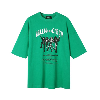 발렌시아가 남성 크루넥 그린 반팔티 - Mens Green Tshirts - bal01540x